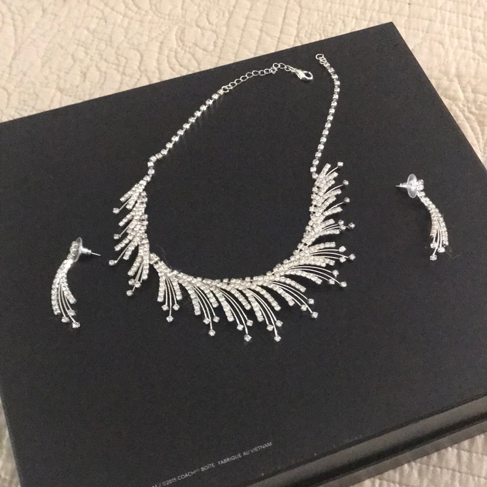 Rhinestone necklace $ Earrings